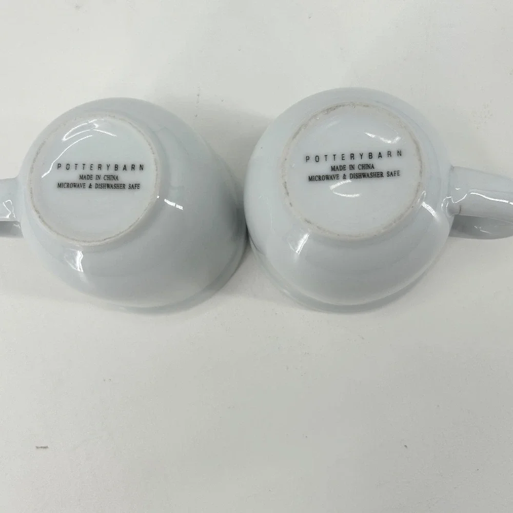 Pottery Barn White Ceramic Coffee Mugs Set of 2 Microwave Dishwasher Safe